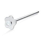 Flower Shaped Silver With Stone Straight Nose Stud NSKA-24